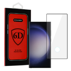 Tel Protect Teljes Ragasztású 6D Edzett Üveg Samsung Galaxy S23 Ultra Fekete (kameralyukkal) üvegfólia