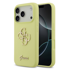 Guess Liquid Silicone 4G Metal Logo tok iPhone 17 Pro sárga tok