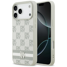  iPhone 17 Pro Max DKNY Kockás Nyomtatott Csíkokkal bézs tok