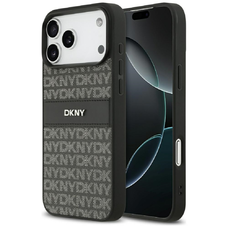  iPhone 17 Pro Max fekete DKNY Repeat Texture Pattern tok