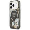  iPhone 17 Pro Max Fekete Guess IML Csillogó Virágok Háromszög MagSafe tok - 0. kép