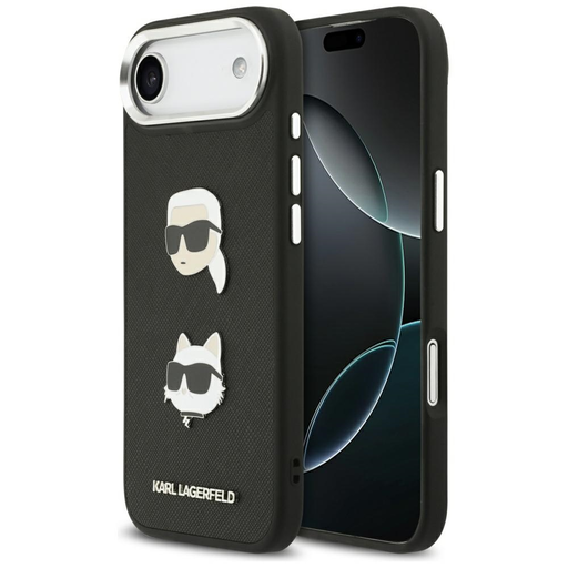 iPhone 17 Air Karl Lagerfeld FW Grained Karl & Choupette Fej Párnák és Logó Fekete tok iPhone 17 Air Karl Lagerfeld FW Grained Karl & Choupette Fej Párnák és Logó Fekete tok