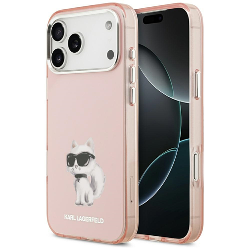  iPhone 17 Pro Karl Lagerfeld IML Aquarelle Choupette & Logo MagSafe rózsaszín tok