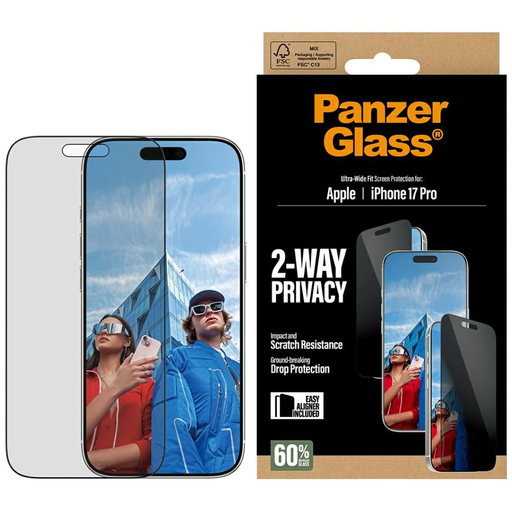 iPhone 17 Pro PanzerGlass Ultra-Széles Illeszkedésű EasyAligner Privát Üveg üvegfólia  iPhone 17 Pro PanzerGlass Ultra-Széles Illeszkedésű EasyAligner Privát Üveg üvegfólia