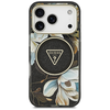  iPhone 17 Pro fekete Guess IML Glitter Flowers Triangle MagSafe tok - 1. kép