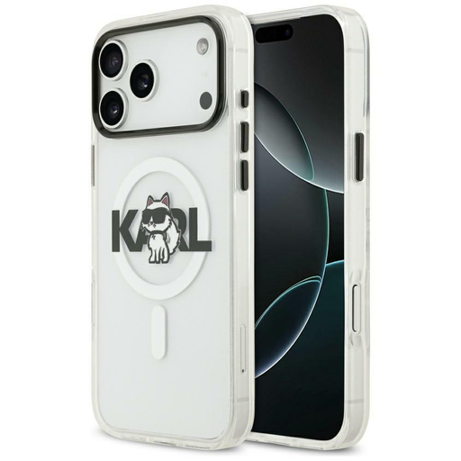  iPhone 17 Átlátszó Karl Lagerfeld IML Choupette Sketch Logo MagSafe tok