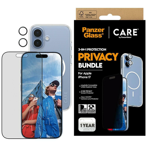 iPhone 17 CARE by PanzerGlass Flagship Privacy 3 az 1-ben tok + Privacy üvegfólia + Lencse tok  iPhone 17 CARE by PanzerGlass Flagship Privacy 3 az 1-ben tok + Privacy üvegfólia + Lencse tok