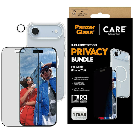 CARE by PanzerGlass Flagship Privacy 3 az 1-ben tok + Privacy üveg + Lencsevédő az iPhone 17 Airhez tok CARE by PanzerGlass Flagship Privacy 3 az 1-ben tok + Privacy üveg + Lencsevédő az iPhone 17 Airhez tok