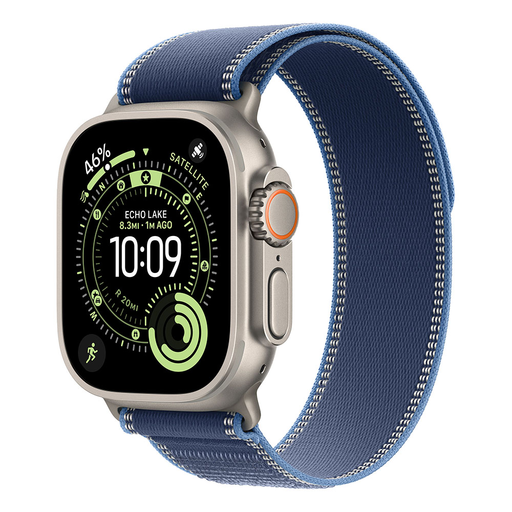 Apple Watch Ultra 3 Cellular 49mm Natural Titanium Case with Blue/Bright Blue Trail Loop - M/L