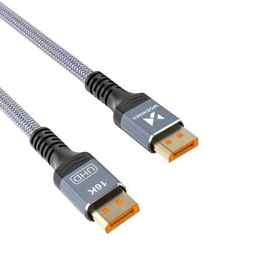 Wozinsky WPS-16AYL2S DisplayPort 2.1 kábel VESA tanúsítvánnyal 80 Gb/s 16K@60Hz 8K@120Hz 4K@240Hz HDR HDCP DSC 2m - Fekete