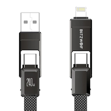 BlitzWolf BW-HDC7 4 az 1-ben USB-C+USB+Lightning kábel 240W 1,2m (fekete)