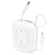 Powerbank Dudao K32 10000 mAh beépített USB-C/Lightning kábellel - fehér