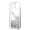 iPhone 12 Pro MAX Guess GUHCP12LGLVSSI Liquid Glitter Vintage PC tok ezüst - 1. kép