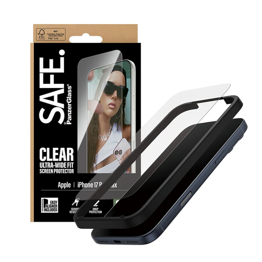iPhone 17 Pro Max PanzerGlass® - SAFE. Ultra-Wide Fit Képernyővédő EasyAligner-rel - Átlátszó üvegfólia iPhone 17 Pro Max PanzerGlass® - SAFE. Ultra-Wide Fit Képernyővédő EasyAligner-rel - Átlátszó üvegfólia