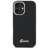 iPhone 16 fekete kemény tok Guess Silicone Script Metal Logo & Frame - 1. kép