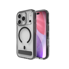 ZAGG Santa Cruz Snap KS MagSafe tok állvánnyal iPhone 17 Pro-hoz - Átlátszó és fekete tok