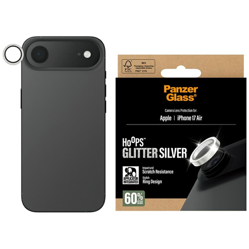 PanzerGlass Hoops Glitter Tempered Glass Lens Screen Protector for iPhone Air - Silver PanzerGlass Hoops Glitter Tempered Glass Lens Screen Protector for iPhone Air - Silver