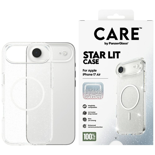 CARE by PanzerGlass Flagship Urban Explorer Case w. White MagSafe for iPhone Air - Clear Glitter CARE by PanzerGlass Flagship Urban Explorer Case w. White MagSafe for iPhone Air - Clear Glitter