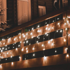 Home KSF 200/WW LED-es fényfüggöny, 4 m / 200 db melegfehér LED, állófényű, fekete vezeték, sorolható, kül- és beltéri kivitel