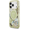 iPhone 17 Pro Max Guess - IML Metal Glitter Flowers Triangle MagSafe - Zöld (GUHMP17XHFLPEDN) tok - 4. kép