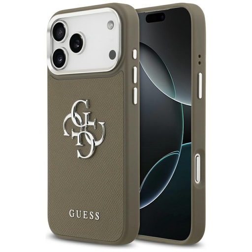 iPhone 17 Pro Max Guess - Hardcase Grained Big 4G Classic Logo (GUHCP17XPG4SMCEW) - Barna tok