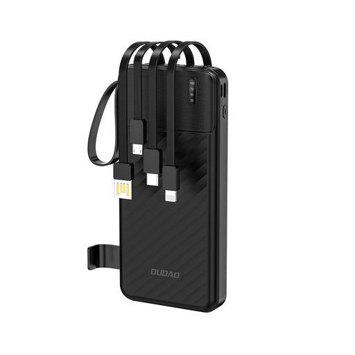 Dudao K11 10000mAh Powerbank with Built-in Cables - Black Dudao K11 10000mAh Powerbank with Built-in Cables - Black