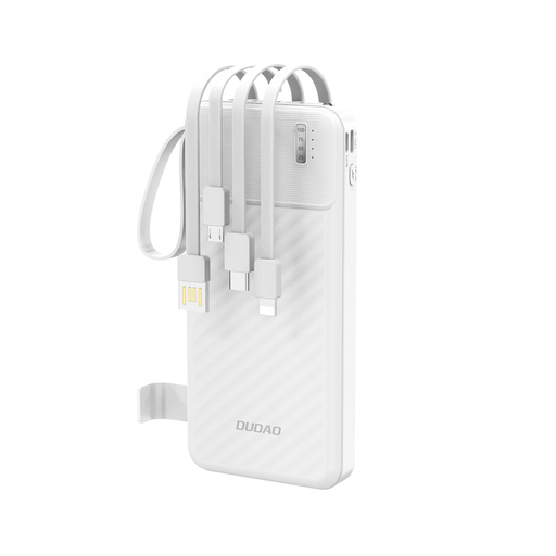 Dudao K11 10000mAh Powerbank beépített kábelekkel - Fehér Dudao K11 10000mAh Powerbank beépített kábelekkel - Fehér