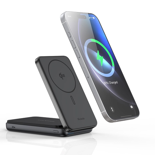 Mcdodo - 2 az 1-ben mágneses külső akkumulátor (MC-6310) - Összecsukható telefontartó, Qi2, 10000 mAh, 20W, LED kijelző - Fekete Mcdodo - 2 az 1-ben mágneses külső akkumulátor (MC-6310) - Összecsukható telefontartó, Qi2, 10000 mAh, 20W, LED kijelző - Fekete