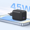 UGREEN X527 2xUSB-C + USB 45W GaN töltő adapter (fekete) - 1. kép