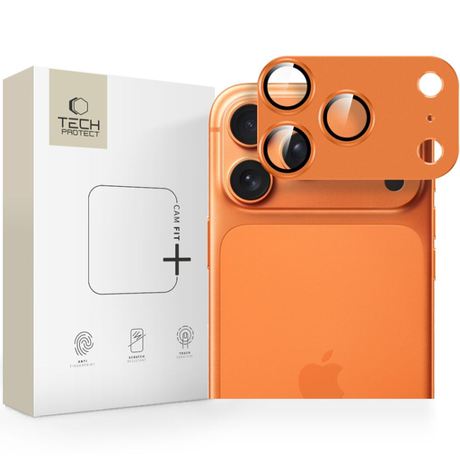 iPhone 17 Pro Max Tech-Protect Camfull Fit+ kamera védő Cosmic Orange üvegfólia