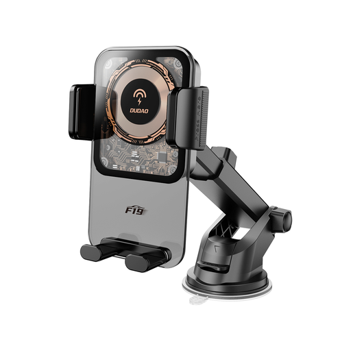 Dudao F19 autós tartó vezeték nélküli töltővel - fekete Dudao F19 autós tartó vezeték nélküli töltővel - fekete