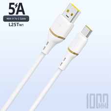 Dudao L25T USB-A - USB-C Szilikon Kábel 5A 1m - Fehér