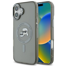 iPhone 16 Plus tok Karl Lagerfeld KLHMP16MHLSKCK fekete kemény tok IML Metal Karl&Choupette Head