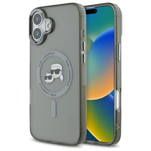 iPhone 16 Plus tok Karl Lagerfeld KLHMP16MHLSKCK fekete kemény tok IML Metal Karl&Choupette Head