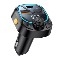 Yesido Autós Töltő (Y70) FM Transzmitterrel, Kettős USB-C + USB-A Port, Bluetooth 5.3, 15W - Fekete