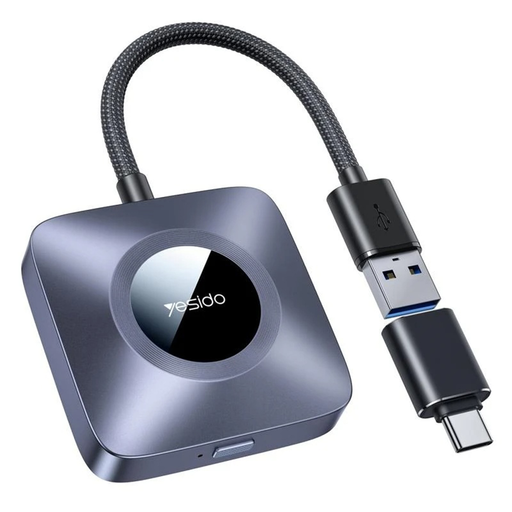 Yesido - Wireless CarPlay Adapter (KM23) - USB-C kábelével, Bluetooth V5.0, 1080P - Szürke Yesido - Wireless CarPlay Adapter (KM23) - USB-C kábelével, Bluetooth V5.0, 1080P - Szürke