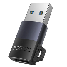 Yesido OTG Adapter (GS34) - USB3.0 férfi csatlakozó Type-C női csatlakozóhoz, 18W, alumínium ötvözet - Szürke