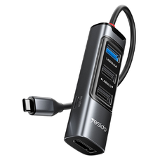 Yesido - Dokkoló Állomás 5in1 (HB23) - Type-C to 3x USB, USB-C, DisplayPort, PD100W, Gyors Töltés, 4K@30Hz, 5Gbps - Szürke