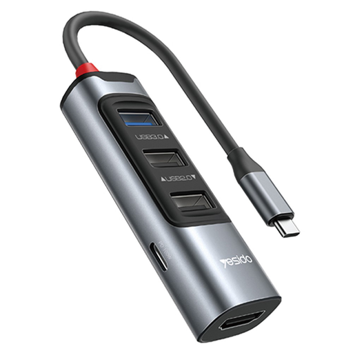 Yesido Dokkolóállomás 5in1 (HB22) - Type-C átalakító 3x USB, USB-C, HDMI, PD100W, Gyors töltés, 4K@30Hz, 5Gbps - Szürke Yesido Dokkolóállomás 5in1 (HB22) - Type-C átalakító 3x USB, USB-C, HDMI, PD100W, Gyors töltés, 4K@30Hz, 5Gbps - Szürke