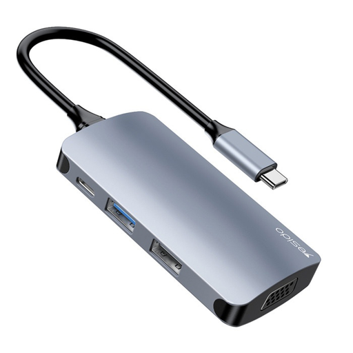 Yesido - Dokkolóállomás 7 az 1-ben (HB16) - Type-C 1x USB3.0, 2x USB2.0, TF/SD Kártya, 1x VGA, 1x Type-C, 5Gbps, PD100W - Szürke Yesido - Dokkolóállomás 7 az 1-ben (HB16) - Type-C 1x USB3.0, 2x USB2.0, TF/SD Kártya, 1x VGA, 1x Type-C, 5Gbps, PD100W - Szürke