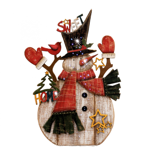 Home KAD 34 optikai szálas asztali dísz, festett fa hóember, színes fénypontok Home KAD 34 optikai szálas asztali dísz, festett fa hóember, színes fénypontok