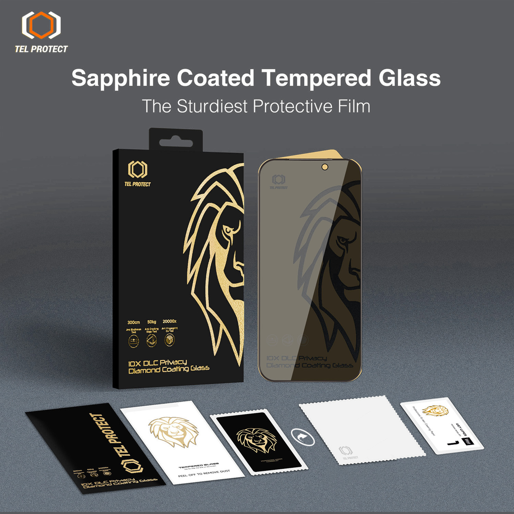 Tempered glass Tel Protect 10X Privacy DLC Diamond Coating for Iphone 17 Air - 14