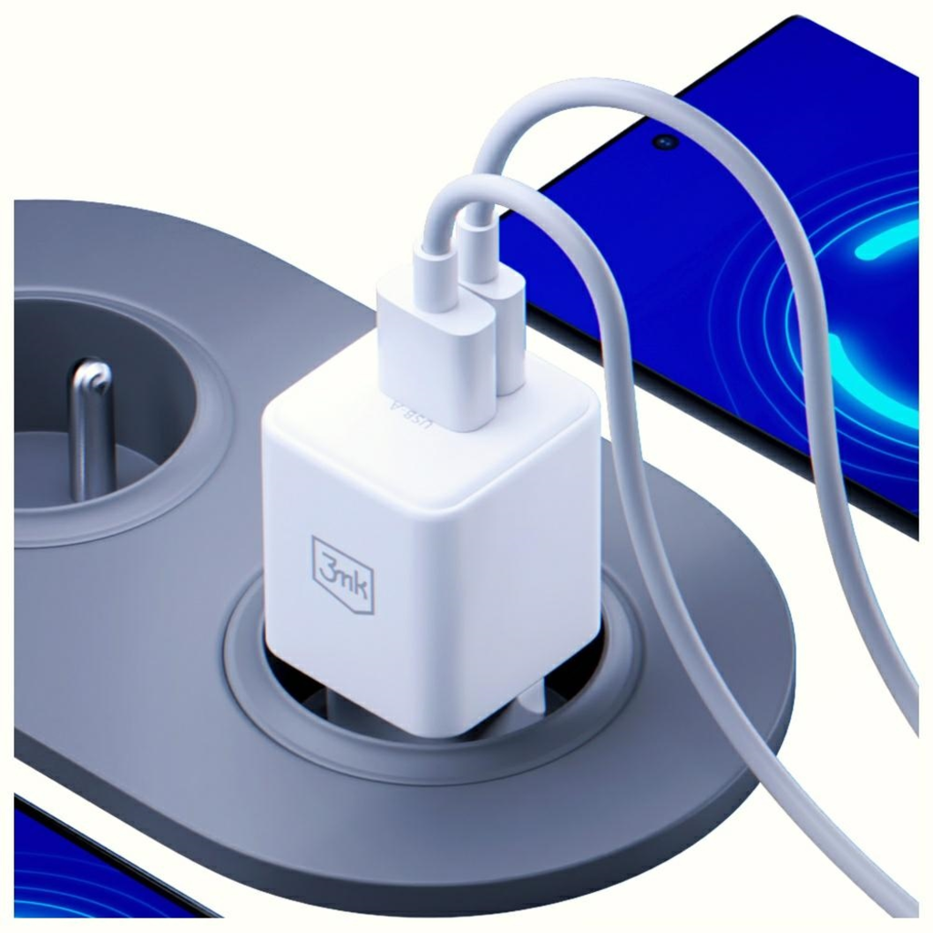 3MK Hyper GaN Töltő 20W fali töltő 1xUSB-A 1xUSB-C PD QC4+ fehér - 9