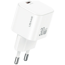 USAMS JO Series CC262 30W USB-C hálózati töltő + 1m USB-C/USB-C kábel Fehér