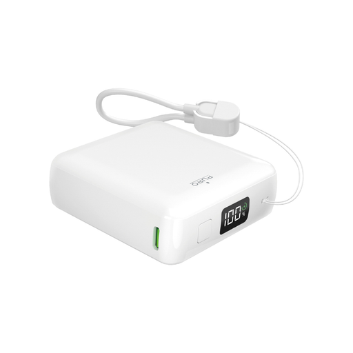 Puro 10000mAh 20W USB-C USB-A Power Bank with Display and Built-in USB-C Cable - White Puro 10000mAh 20W USB-C USB-A Power Bank with Display and Built-in USB-C Cable - White