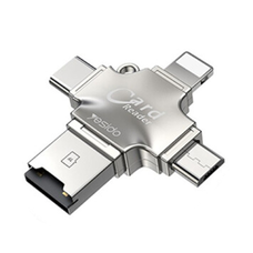 Yesido - Kártyaolvasó és Adapter (GS13) - microSD-USB, Type-C, Lightning, Micro-USB - Ezüst