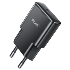 Yesido Wall Charger YC74 - GaN, Gyors Töltés, Ultra-Vékony, Intelligens Chip, Type-C, PD30W, 5V/3A - Fekete
