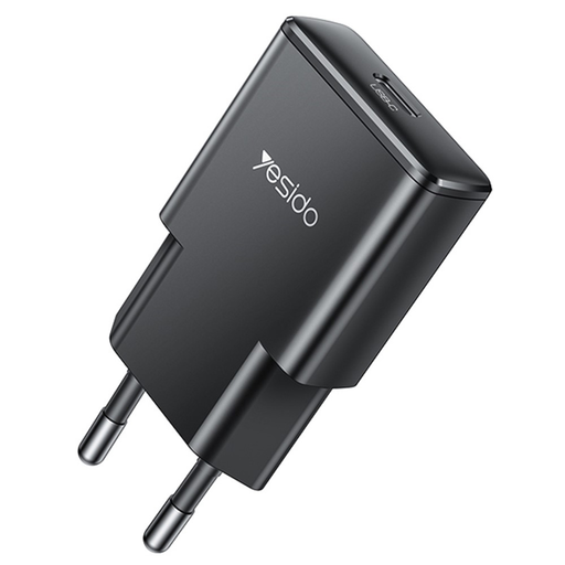 Yesido Wall Charger YC74 - GaN, Gyors Töltés, Ultra-Vékony, Intelligens Chip, Type-C, PD30W, 5V/3A - Fekete