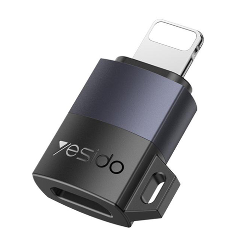 Micro-USB to Lightning Szürke Yesido OTG Adapter (GS30), 480Mpb/s, Alumínium ötvözet, 12W
