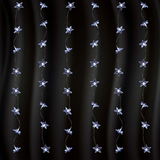 Home KAF 48L LED-es csillag fényfüggöny, 1,5x1 m / 48 db hidegfehér LED csillag figurákban, átlátszó vezeték, hálózati adapter, beltéri kivitel